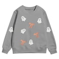thumbnail image 1 of Tisuna Girl'S Halloween Sweatshirts Ghost Print Long Sleeve Crewneck Sweatshirt Kids Comfort Fit Theme Party Daily Tees Shirts Size 5-6 Years Grey, 1 of 4