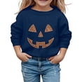 thumbnail image 1 of Tisuna Girls Halloween Sweatshirts Pumpkin Print Long Sleeve Crew Neck Tops Fashion Kids Theme Party Sweatshirt Size 3-4 Years Navy, 1 of 5