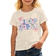 thumbnail image 1 of Tisuna Teen Girls Preschool T Shirts Letter Print Short Sleeve Crew Neck Tops Lightweight Kids Back To School T-Shirts Size 3-4 Years Beige, 1 of 5