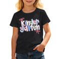 thumbnail image 1 of Tisuna Teen Girls Preschool T Shirts Letter Print Short Sleeve Crew Neck Tops Lightweight Kids Back To School T-Shirts Size 5-6 Years Black, 1 of 5