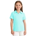 thumbnail image 1 of Tisuna Girls Summer Athletic Shirts Solid Color Short Sleeve Lapel Collar Tops Breathable Soft Little Girls Tennis Sport Activewear Tees Mint Green Size 5-6 Years, 1 of 4