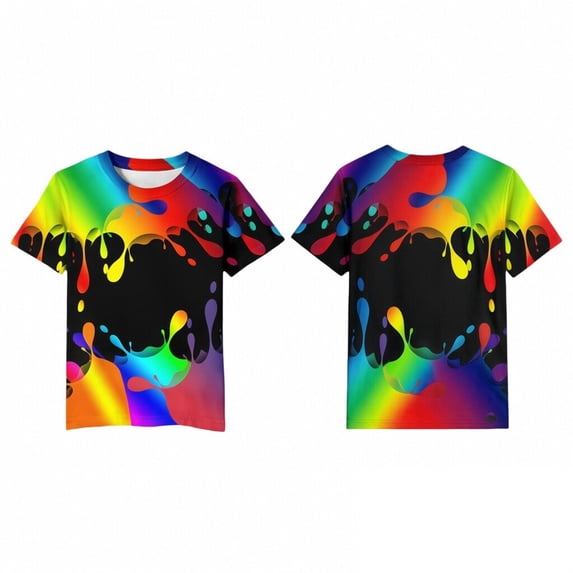 Tisuna Girls T Shirts 3D Cartoon Print Short Sleeve Crew Neck Tops Soft Kids Summer Holiday Tops Clothes Size 2-3 Years Multicolour