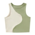 thumbnail image 1 of Tisuna Girls Sleeveless Crop Tops Color Block Sleeveless Crew Neck Vest Breathable Casual Big Girls Fitness Sport Wear Tank Top Green Size 17-18 Years, 1 of 7