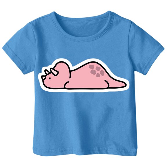 Tisuna Tees For Girls Child Cute Dinosaur Print Short Sleeve Crew Neck Shirts Fashion Loose Little Kids Summer Pullover Tops Blue Size 8-9 Years