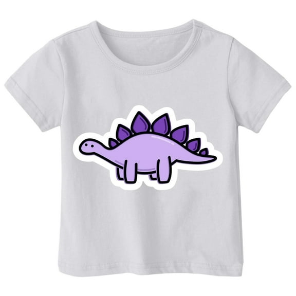 Tisuna Tees For Girls Child Cute Dinosaur Print Short Sleeve Crew Neck Shirts Fashion Loose Little Kids Summer Pullover Tops White Size 2-3 Years