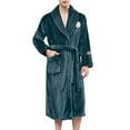 thumbnail image 1 of Tisuna Thermal Nightrobe For Men Solid Color Long Sleeve Lapel Collar Sleepwear Comfortable Casual Male Autumn Winter Pajamas Bathrobe Green Size Xl, 1 of 5