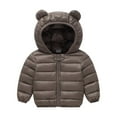 thumbnail image 1 of Tisuna Toddler Boys Girls Padded Jacket Solid Color Long Sleeve Bear Ear Hooded Coat Cute Lightweight Winter Kids Outerwear Coffee Size 18-24 Months, 1 of 3