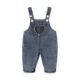thumbnail image 1 of Tisuna Toddler Boys Girls Pants Solid Color Elastic Waist Straight Leg Jeans Comfortable Casual Spring Autumn Kids Overalls Pants Blue Size 2-3 Years, 1 of 9