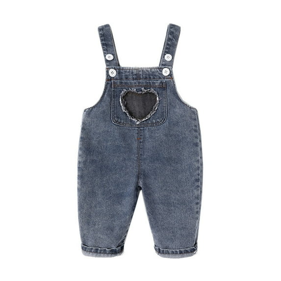 Tisuna Toddler Boys Girls Pants Solid Color Elastic Waist Straight Leg Jeans Comfortable Casual Spring Autumn Kids Overalls Pants Blue Size 2-3 Years
