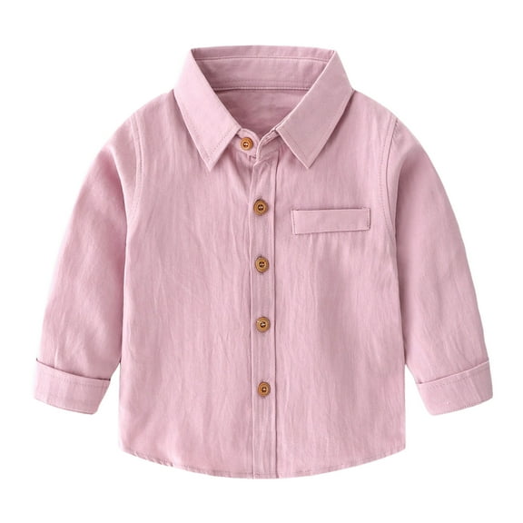 Tisuna Toddler Boys Girls Shirts Solid Color Long Sleeve Lapel Neck Tops Casual Comfortable Kids Fall Button Down Clothes Purple Size 2-3 Years