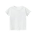 thumbnail image 1 of Tisuna Toddler Boys Girls Tops Solid Color Short Sleeve Crew Neck Shirts Casual Comfortable Summer Kids Pullover Tops White Size 3-4 Years, 1 of 2