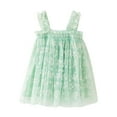 thumbnail image 1 of Tisuna Toddler Carnival Dress For Girls Floral Print Sleeveless Suspender Dresses Fashion Lightweight Girls Summer Birthday Casual Wear Green Size 4-5 Years, 1 of 5