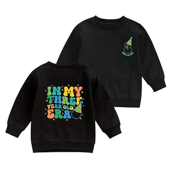 Tisuna Toddler Crewneck Birthday Sweatshirts Girls Breathable Letter Print Sweatshirt Little Girls Fall Winter Long Sleeve Hoodless Size 3-4 Years