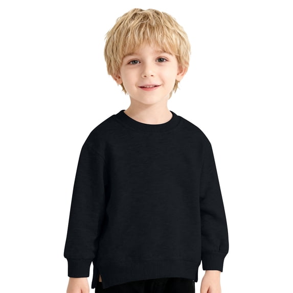 Tisuna Toddler Crewneck Sweatshirts Boys Warm Long Sleeve Sweatshirt Toddler Solid Color Daily Wear Outfits Size 2-3 Years