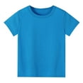 thumbnail image 1 of Tisuna Toddler Girl T Shirts Solid Color Short Sleeve Crew Neck Tops Fashion Soft Girls Play School Casual Dailywear Size 7-8 Years Sky Blue, 1 of 5