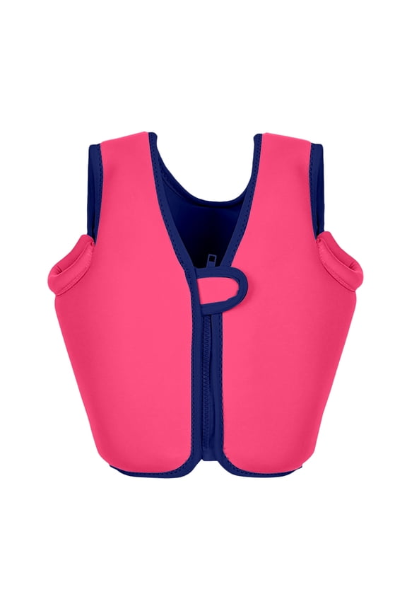 Toddler Girls Boys Life Jacket Solid Color Sleeveless Zipper Down Buoyancy Vest Children Kids Unisex Swiming Pool Beach Swimwear