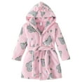 thumbnail image 1 of Tisuna Toddler Girls Boys Pajamas Dinosaur Print Long Sleeve Cute Ear Hooded Robe Warm Cute Autumn Winter Kids Robe Sleepwear Pink Size 6-7 Years, 1 of 8