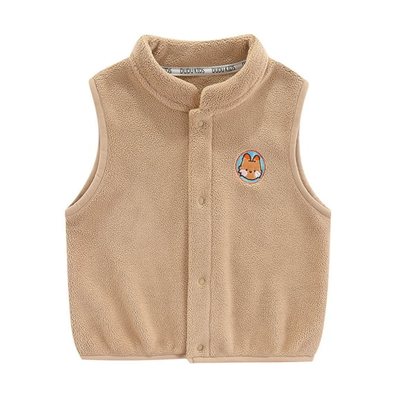 Tisuna Toddler Girls Boys Vest Coat Solid Color Sleeveless Stand Collar Jacket Casual Soft Autumn Winter Girls Button Up Waistcoat Coffee Size 5-6 Years