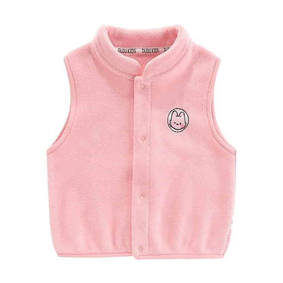 Tisuna Toddler Girls Boys Vest Coat Solid Color Sleeveless Stand Collar Jacket Casual Soft Autumn Winter Girls Button Up Waistcoat Red Size 12-24 Months