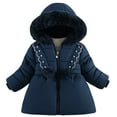 thumbnail image 1 of Tisuna Toddler Girls Coat Solid Color Long Sleeve Zipper Hooded Jacket Breathable Soft Winter Kids Outerwear Navy Size 18-24 Months, 1 of 5