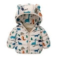 thumbnail image 1 of Tisuna Toddler Girls Jacket Dinosaur Print Long Sleeve Bear Ear Hooded Cute Lovely Winter Kids Outerwear Khaki Size 12-18 Months, 1 of 3