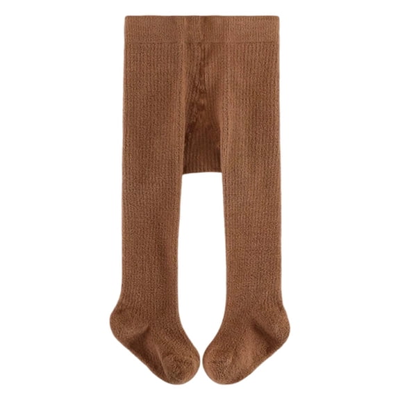 Tisuna Toddler Girls Pantyhose Solid Color Stretchy Tight Leggings Thick Warm Autumn Winter Kids Stockings Coffee Size 2-4 Years
