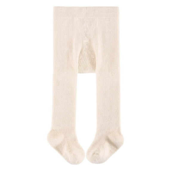 Tisuna Toddler Girls Pantyhose Solid Color Stretchy Tight Leggings Thick Warm Autumn Winter Kids Stockings White Size 2-4 Years