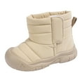 thumbnail image 1 of Tisuna Toddler Girls Snow Boots Solid Color Anti Slip Pull On Ankle Booties Thermal Warm Winter Kids Short Boots Khaki Size 3-3.5 Years, 1 of 5