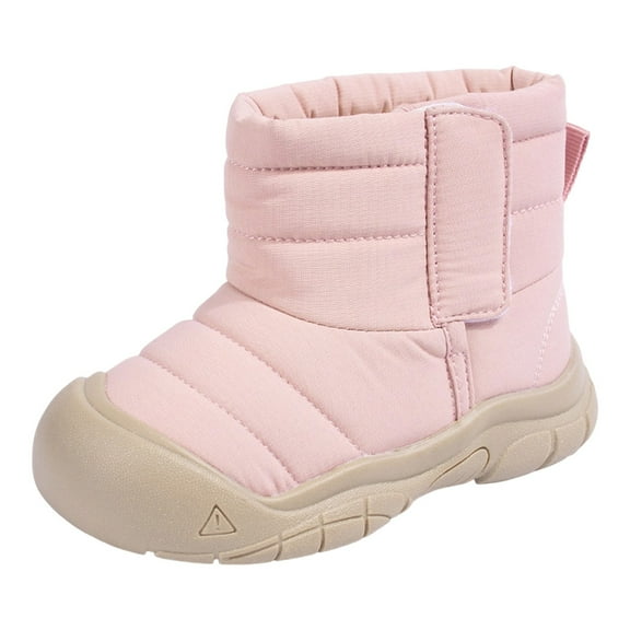 Tisuna Toddler Girls Snow Boots Solid Color Anti Slip Pull On Ankle Booties Thermal Warm Winter Kids Short Boots Red Size 12-18 Months