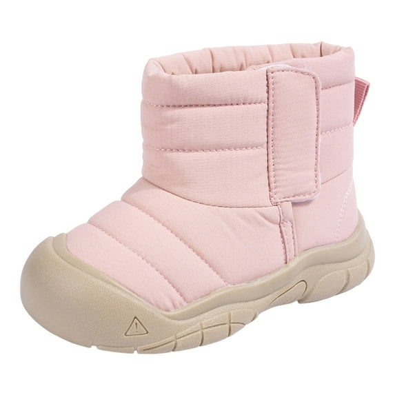 Tisuna Toddler Girls Snow Boots Solid Color Anti Slip Pull On Ankle Booties Thermal Warm Winter Kids Short Boots Red Size 18-24 Months