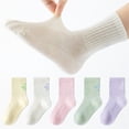 thumbnail image 1 of Tisuna Toddler Girls Socks Kids 5 Pairs Sport Athletic Socks Solid Color Breathable Mid Calf Socks For Girls Child Age 6-8 Years A, 1 of 8