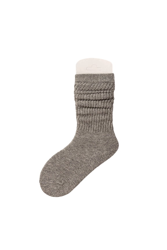 Toddler Girls Socks Kids Knee High Stacked Socks Solid Color Soft Cozy Mid Calf Socks For Girls Toddler Age 9-12 Years Dark Gray