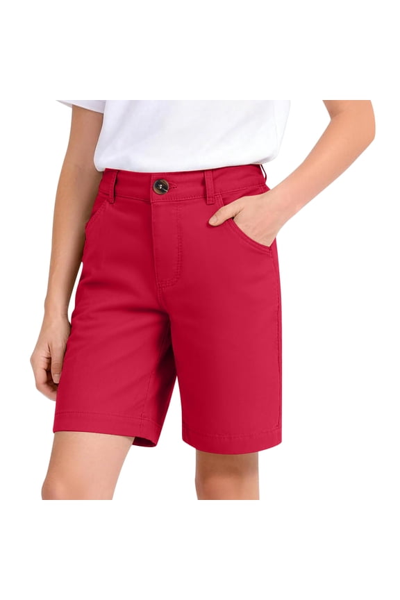 Toddler Girls Summer Shorts Solid Color Elastic Waist Straight Leg Shorty Lightweight Casual Little Girls Summer School Casual Wear Red Size 5-6 Years