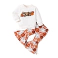 thumbnail image 1 of Tisuna Toddler Halloween Outfit Set Girls Letter Print Sweatshirt And Flare Pants Set Comfort Fit Kids Festive Party 2 Pieces Outfits For Age 6 Months-4 Years, 1 of 8