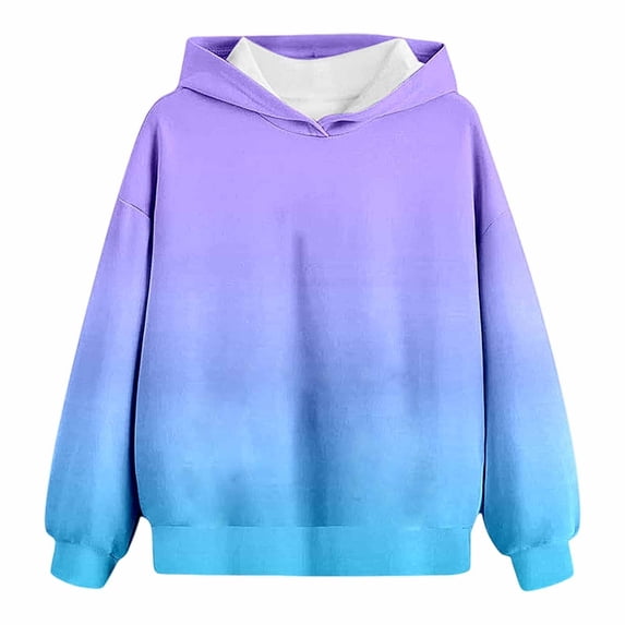 Tisuna Toddler Hoodies Girls Casual Gradient Print Hoodie Teen And Youth Everyday Wear Long Sleeve Tops Clothes Size 9-10 Years
