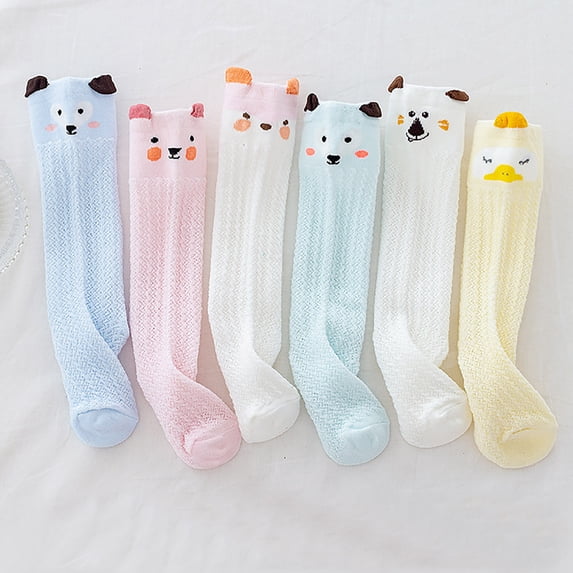 Tisuna Toddler Kids Socks Girls High Knee Dress Socks Animals Print Breathable Soft Long Socks For Girls Kids Children Age 1-3 Years Light Green