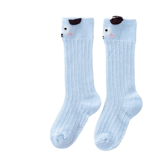 Tisuna Toddler Kids Socks Girls High Knee Dress Socks Animals Print Breathable Soft Long Socks For Infant Kids Age 1-3 Years Sky Blue