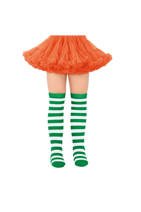 Toddler Kids Socks Girls Knee High Dress Socks Stripe Print Comfortable Tight Leg Stacked Socks For Kids Toddler Girls Light Green