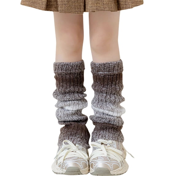 Tisuna Toddler Kids Socks Girls Knee High Stacked Socks Gradient Print Leg Warmers Loose Socks For Girls Toddler Coffee
