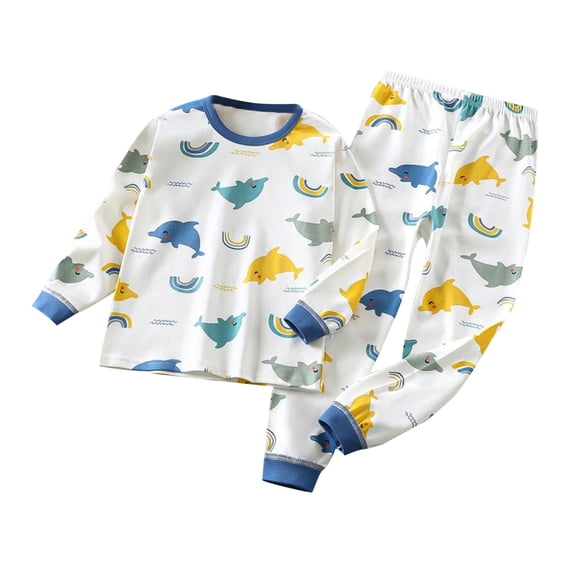 Tisuna Toddler Pajamas Set For Boys Lightweight Long Sleeve Crewneck Tops And Pants Sleepwear Kids 2 Pieces Dinosaur Print Housewear Set Size 12-18 Months