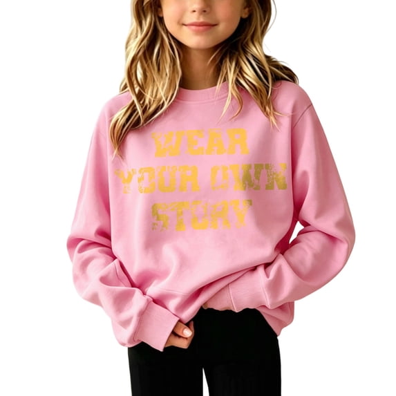 Tisuna Toddler Sweatshirts Girls Stylish Letter Print Sweatshirt Little Girls Daily Wear Long Sleeve Outfits Size 5-6 Years