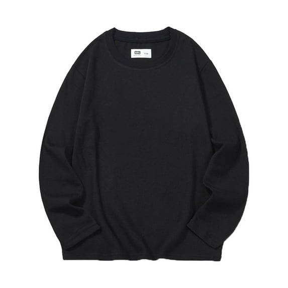 Tisuna Tops For Little Boys Solid Color Long Sleeve Crew Neck Shirts Leisure Lightweight Autumn Winter Kids Daily Wear Black Size 6-7 Years