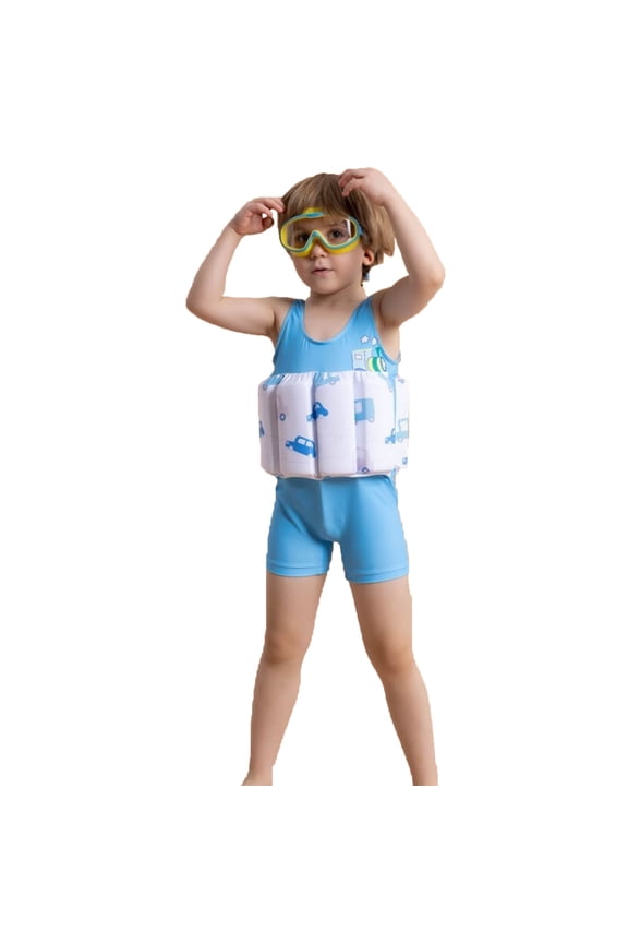 Unisex Kids Swimwear Airplane Cloud Print Sleeveless Crew Neck Bathing Suit Cute Soft Toddler Girls Boys Summer Pool Beach One-Pieces Buoyancy Swimsuit