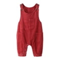 thumbnail image 1 of Tisuna Winter Girls Boys Corduroy Padded Overalls Toddler Solid Color Sleeveless Jumpsuit With Snap Buttons Kids Soft Warm Playwear Romper Clothes Red Size 18-24 Months, 1 of 9