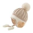 thumbnail image 1 of Tisuna Winter Hats For Baby Girls Color Block Stretchy Earflap Hats Thermal Windproof Kids Fall Winter Knit Beanie Beige, 1 of 3
