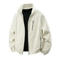 thumbnail image 1 of Tisuna Winter Jackets For Men Solid Color Long Sleeve Stand Collar Coat Classic Warm Men Fall Winter Fleece Jacket White Size Xl, 1 of 9