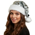 thumbnail image 1 of Tisuna Women Christmas Hats Sequin Print Stretchy Beanie Hat Fashion Soft Autumn Winter Ladies Santa Headwear Silver, 1 of 6