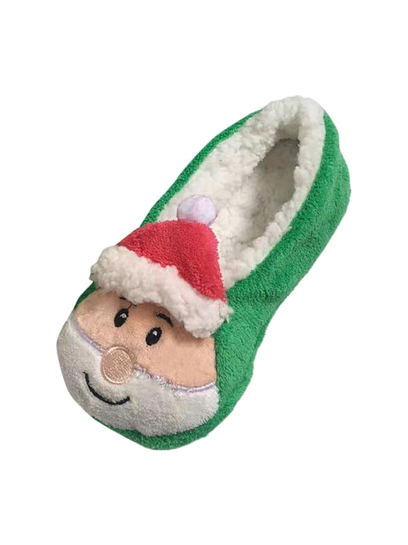 Women Men'S Christmas Fuzzy Slippers Comfortable Closed Back Socks Slippers Christmas Theme Fall Winter Indoor Outdoor Shoes