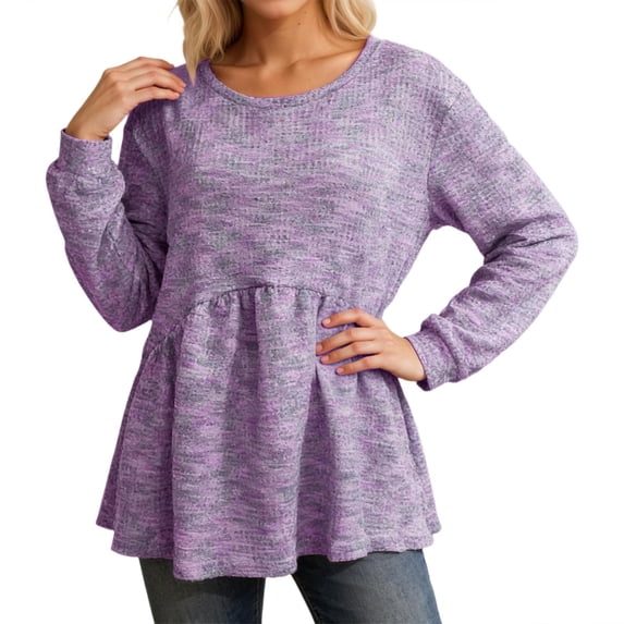 Tisuna Women'S Fall T-Shirts Stylish Solid Color Crewneck Tops Ladies Daily Wear Tee Shirts Size Xxxxl