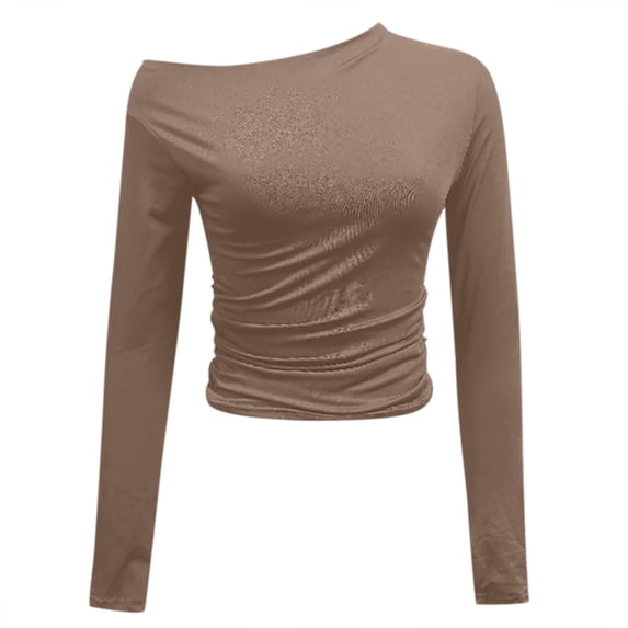 Tisuna Women'S Fall T-Shirts Stylish Solid Color One Shoulder Tops Ladies Going Out Tshirts Size Xl